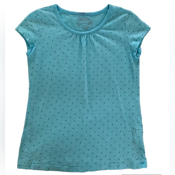 Cherokee T-Shirt Capped Short Sleeve Lightweight Polka Dot Blue Girls Size M - Picture 1 of 11